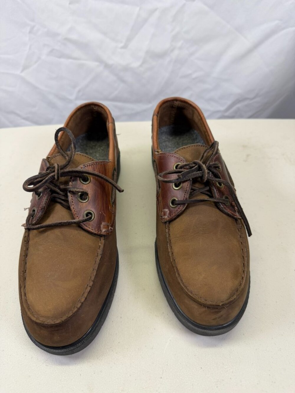 Lehigh Men’s Leather Boat Shoe Safety Shoes 7W Steel Toe Made in USA